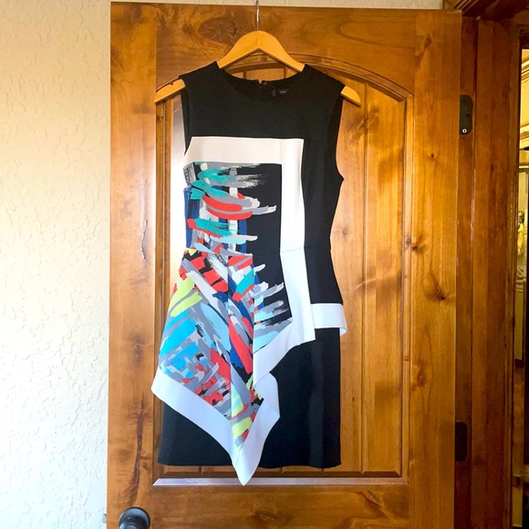 BCBG Max Azria fitted dress with asymmetrical overlay - Picture 1 of 3